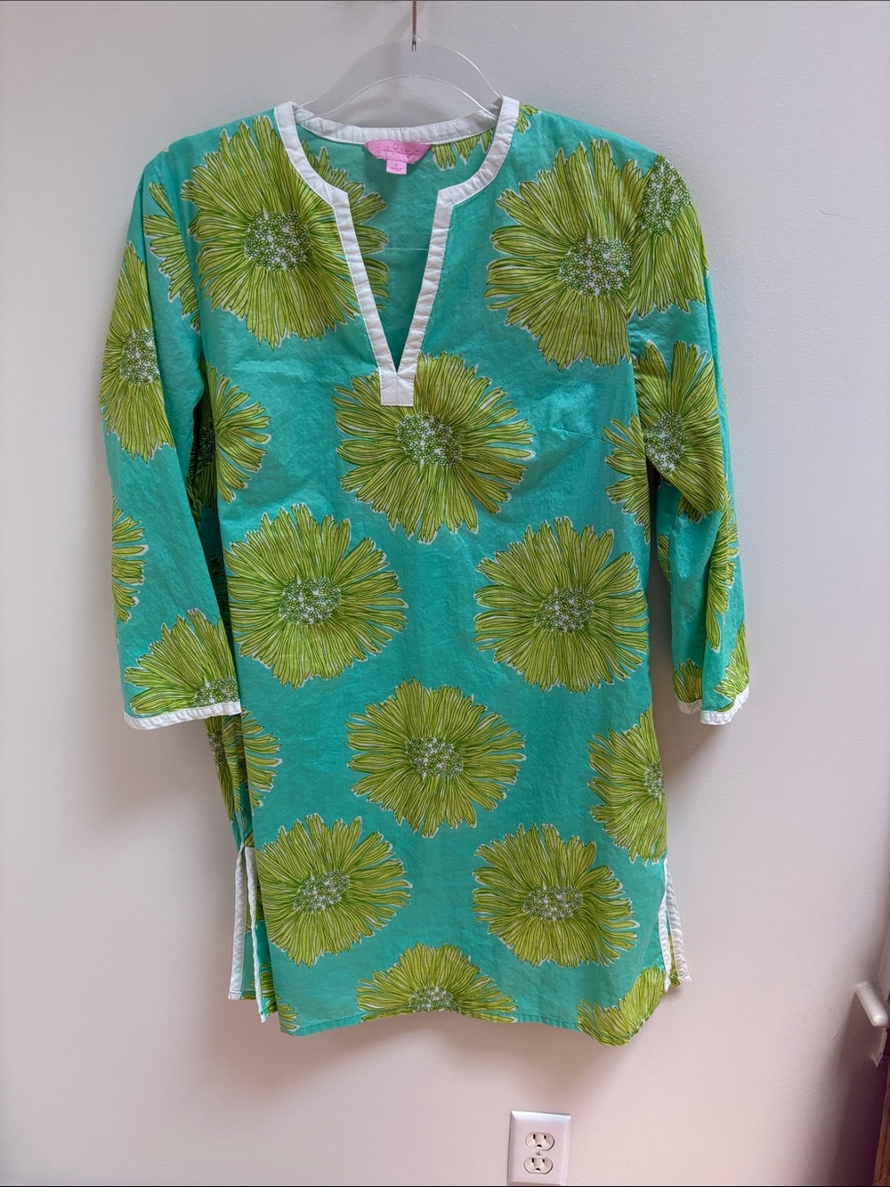 Lilly Pulitzer Turquoise Tunic with Lime Floral Print